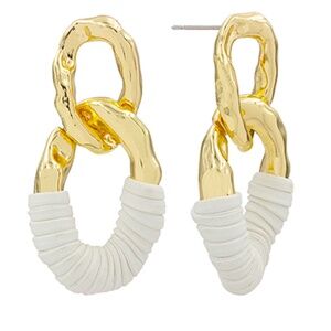 Wrapped w/Leather Geo Oval Earrings